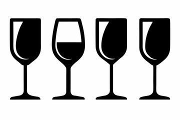 
Wine glass silhouette vector set, Wine glass icon vector

