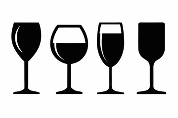 
Wine glass silhouette vector set, Wine glass icon vector

