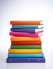 Stack of colorful books, isolated on white background