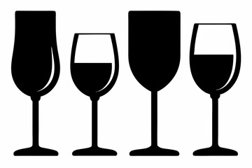 
Wine glass silhouette vector set, Wine glass icon vector

