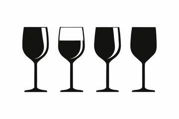 
Wine glass silhouette vector set, Wine glass icon vector

