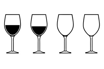 
Wine glass silhouette vector set, Wine glass icon vector

