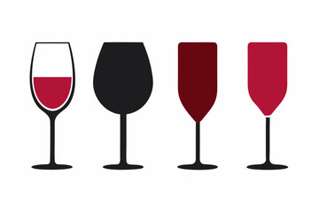 
Wine glass silhouette vector set, Wine glass icon vector

