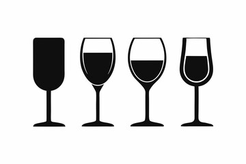 
Wine glass icon vector. wine glass in the circle symbol silhouette set
