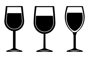 
Wine glass icon vector. wine glass in the circle symbol silhouette set
