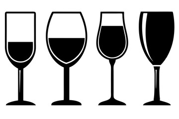 
Wine glass icon vector. wine glass in the circle symbol silhouette set
