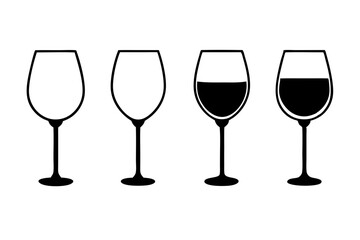 
Wine glass icon vector. wine glass in the circle symbol silhouette set
