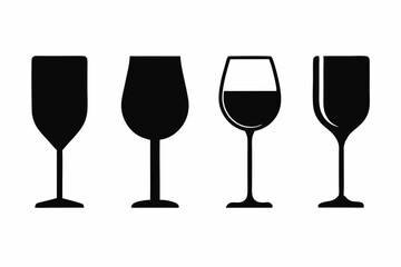 
Wine glass icon vector. wine glass in the circle symbol silhouette set
