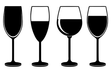 
Wine glass icon vector. wine glass in the circle symbol silhouette set
