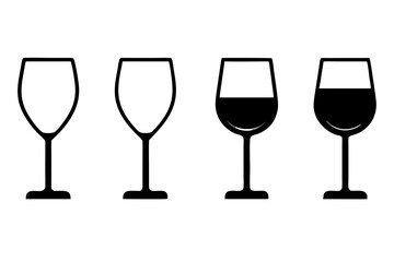 
Wine glass icon vector. wine glass in the circle symbol silhouette set
