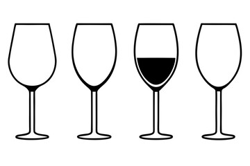 
Wine glass icon vector. wine glass in the circle symbol silhouette set

