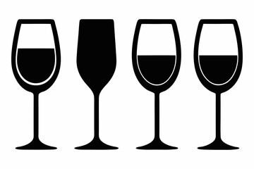 
Wine glass icon vector. wine glass in the circle symbol silhouette set
