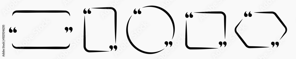 Poster minimalistic set of quote borders without text in black color. border for citation and comments.