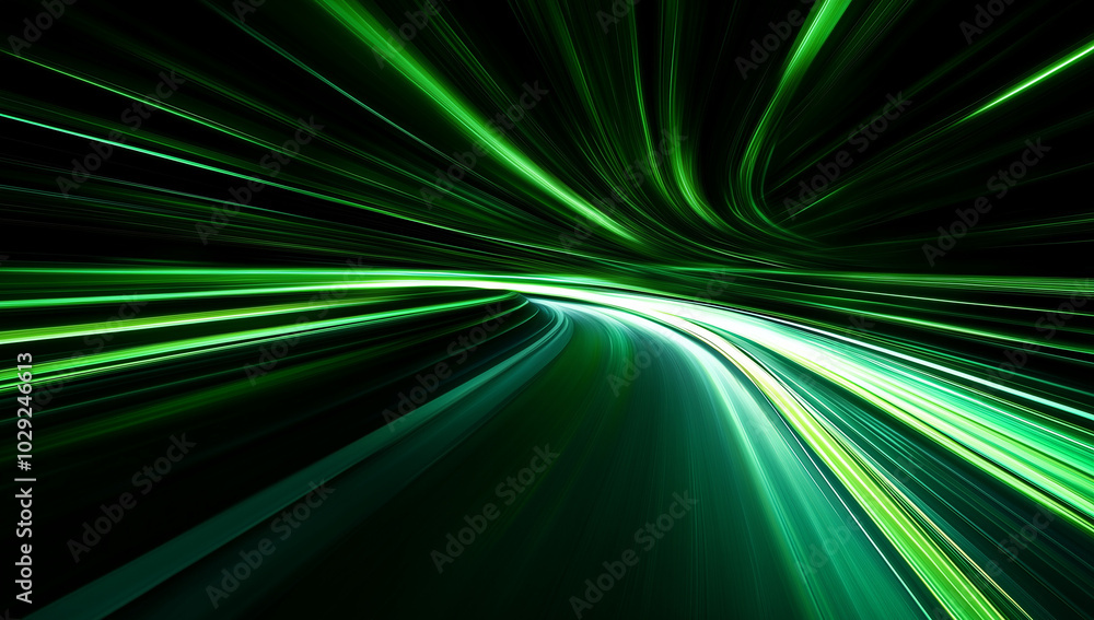 Poster blurred motion with light trails on a black background, creating a sense of speed and energy. the lo