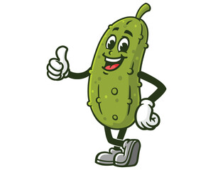 Pickle with thumbs up, Cartoon Mascot Illustration Character Vector Clip-art Hand-drawn Logo Design