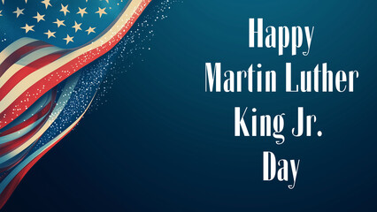 Martin Luther King Jr. Day with a Us flag and text on the right side