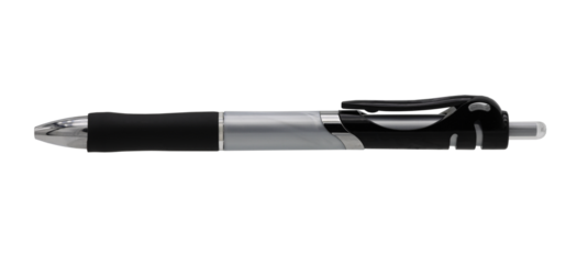 Black and silver colored pen on transparent background (PNG File)	
