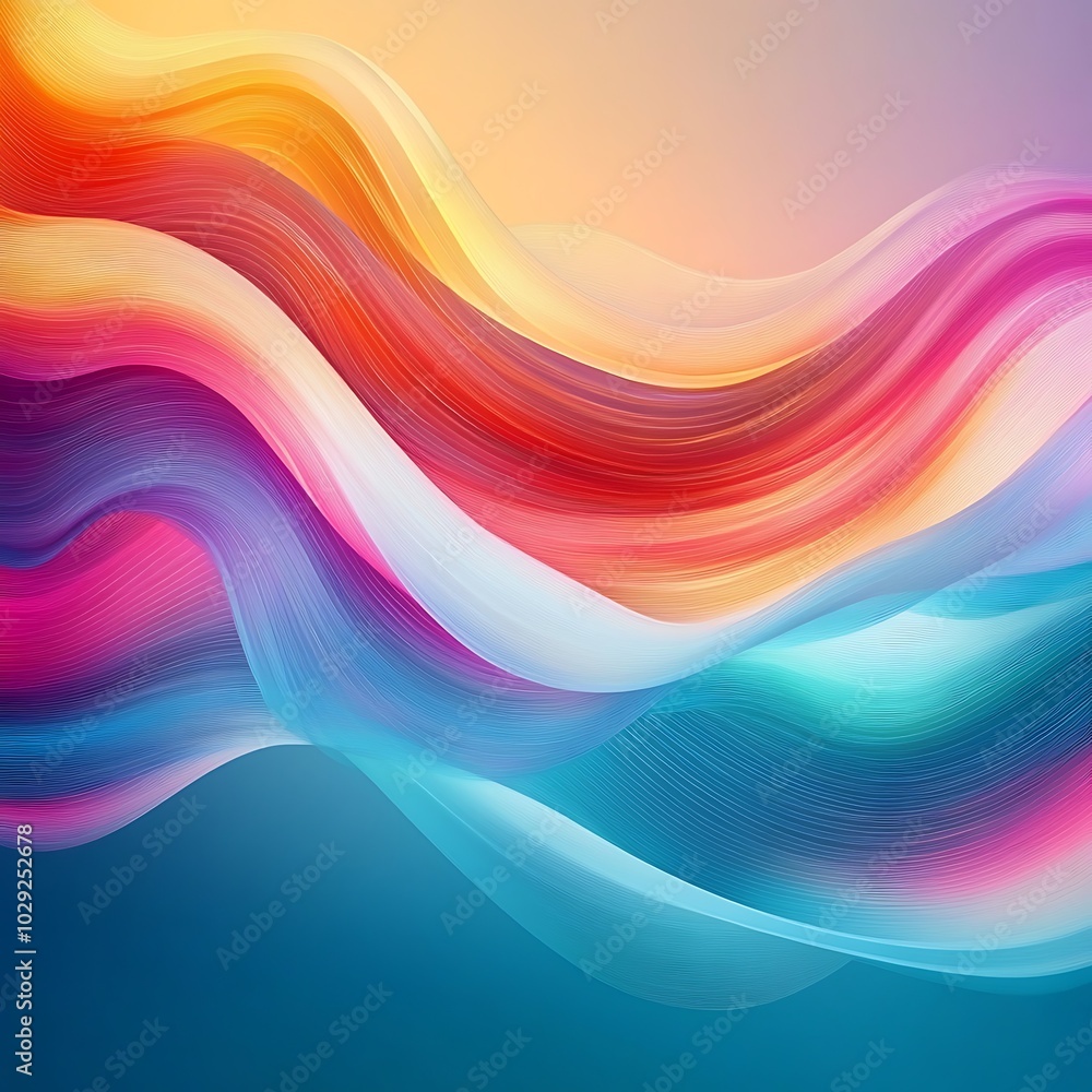 Poster abstract colorful wave background for design, generative ai
