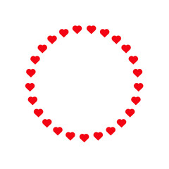 Red heart circle frame. Love round border design