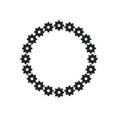 Cogwheel circle frame. Mechanism round border design