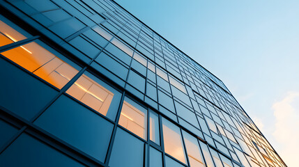 Obraz premium Geometric elegance of steel and glass in urban architecture
