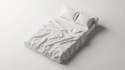 Double bed cutout, simple, clean white design, perfect for catalogs
