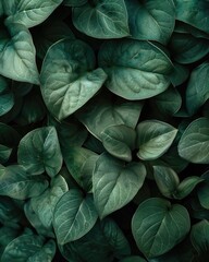 Fototapeta premium Closeup of dark green leaves natural beauty background texture