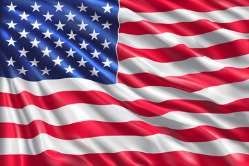 Obraz premium A vibrant depiction of the American flag, showcasing its iconic stars and stripes in bold red, white, and blue colors.