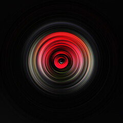 Colorful radial motion effect. Abstract rounded background. Color curves and sphere.