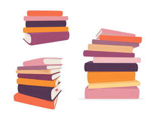 Vector stack of books. Pile of books isolated on white background. Colorful illustration	
