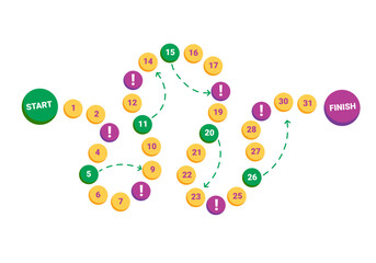 Happy platform game for children with numbers. Colorful journey game with colorful map.