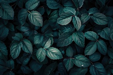 Closeup of dark green leaves nature beauty background