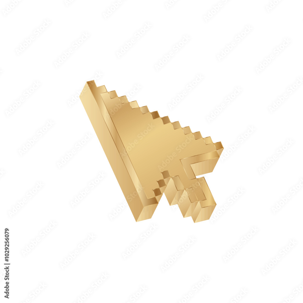 Poster golden cursor for computer. premium golden arrow for desktop.