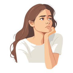 Vector illustration of a girl sitting pensive with sad feelings