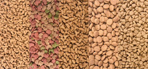 Collage of different types of dog food