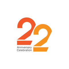 22, 22nd Anniversary Logo, 22 Logo Icon, Vector Template Design element for a birthday, invitation, wedding, jubilee, and greeting card illustration.