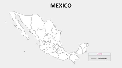 Fototapeta premium Mexico Map. State map of Mexico. Administrative map of Mexico with states names in outline.