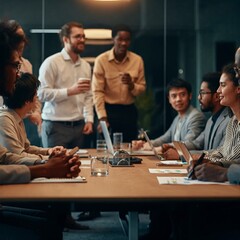 students studying together in classroom
