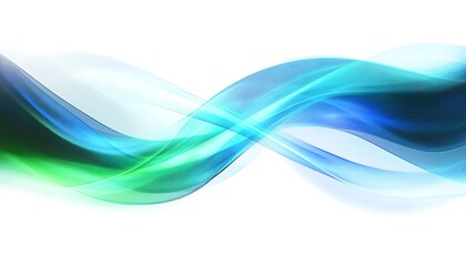 transparent abstract glowing light effect overlay with curved lines in blue and green colors isolated, generative ai