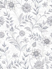 Obraz premium Hand Drawn Grey Flowers pattern background
