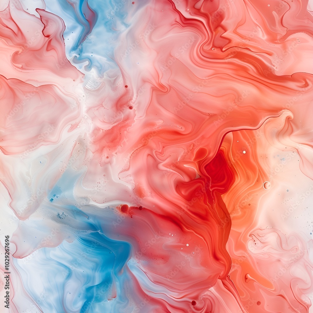 Poster dynamic abstract fluid seamless pattern with bold red and blue swirls