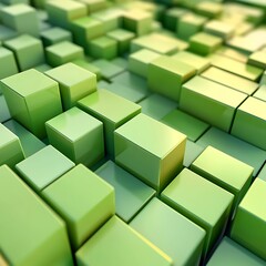 Obraz premium A close-up view of green, glossy cubes arranged in a 3D pattern.