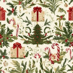 Holiday repetitive tile patterns for wrapping paper for Gift box