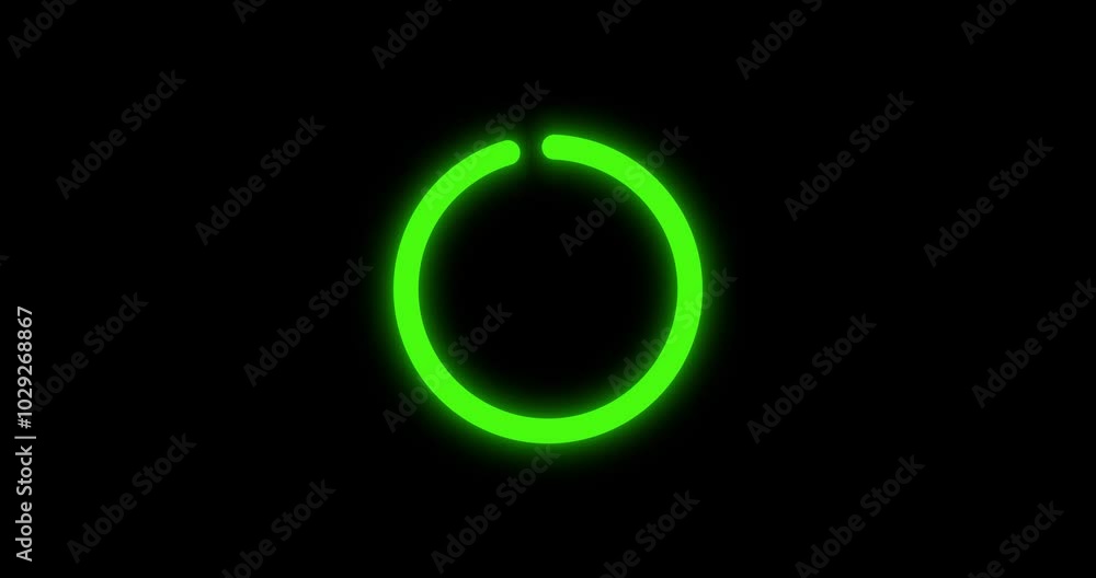 Poster green color circle loading loop out animation. ring progress bar alpha channel with black background