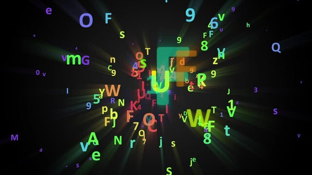 Alphabets and Numbers Flying Background