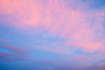 Sunset sky background, picturesque vast sky landscape scene, sunset sky pink clouds