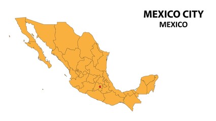 Mexico City Map is highlighted on the Mexico map with detailed state and region outlines.