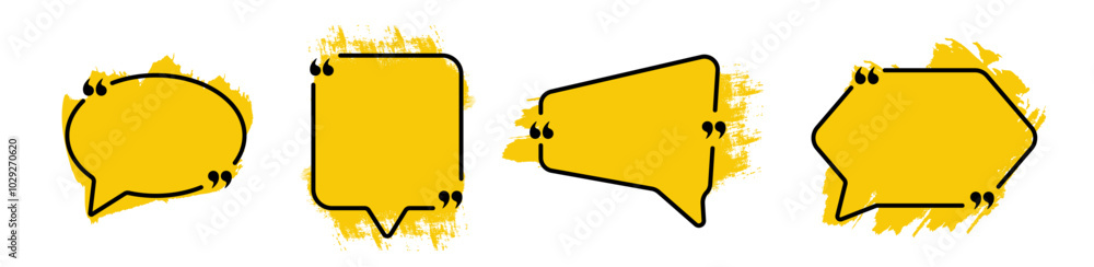 Poster yellow set of quote frame without text. communication borders for definition and citation.