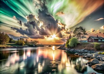 Fototapeta premium Trendy Neo Mint Gradient Sky - Abstract Background for Modern Design