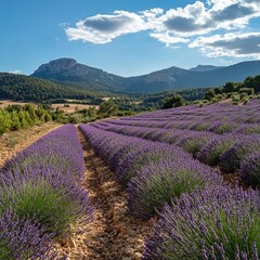 Fototapeta premium Purple fields, El Pobo, Spain